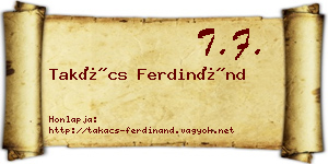 Takács Ferdinánd névjegykártya